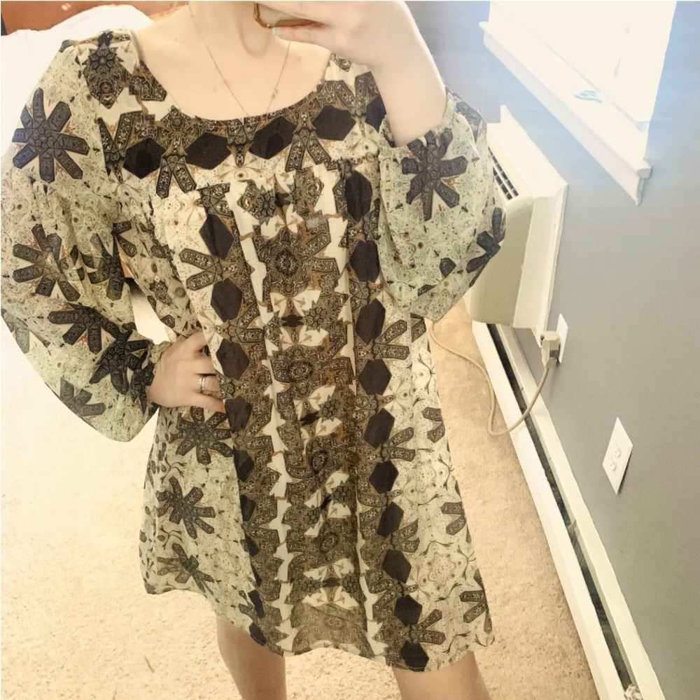 Free People Kaleidoscope Print Sheer Babydoll Tunic Dress - Picture 5 of 9
